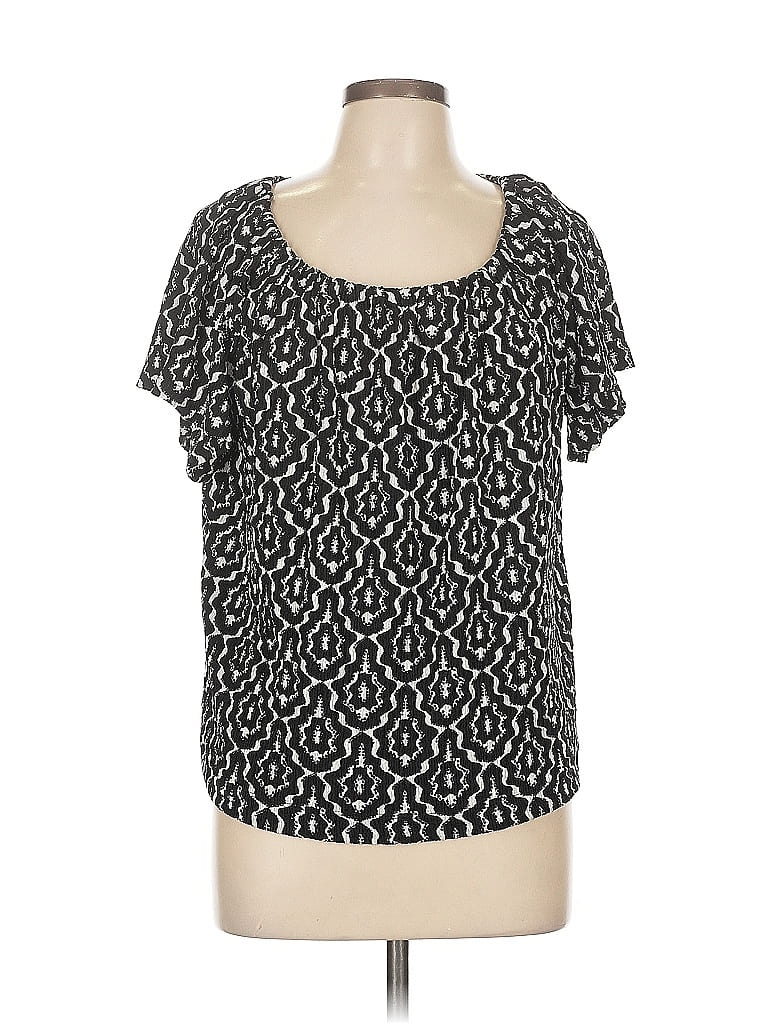Pre-owned Ann Taylor Loft Short Sleeve Top Black Scoop Neck Tops