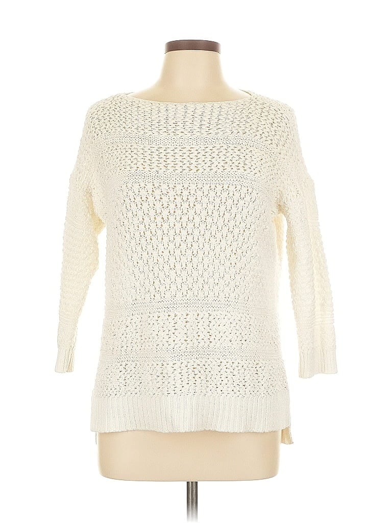 Pre-owned Ann Taylor Loft Pullover Sweater In White