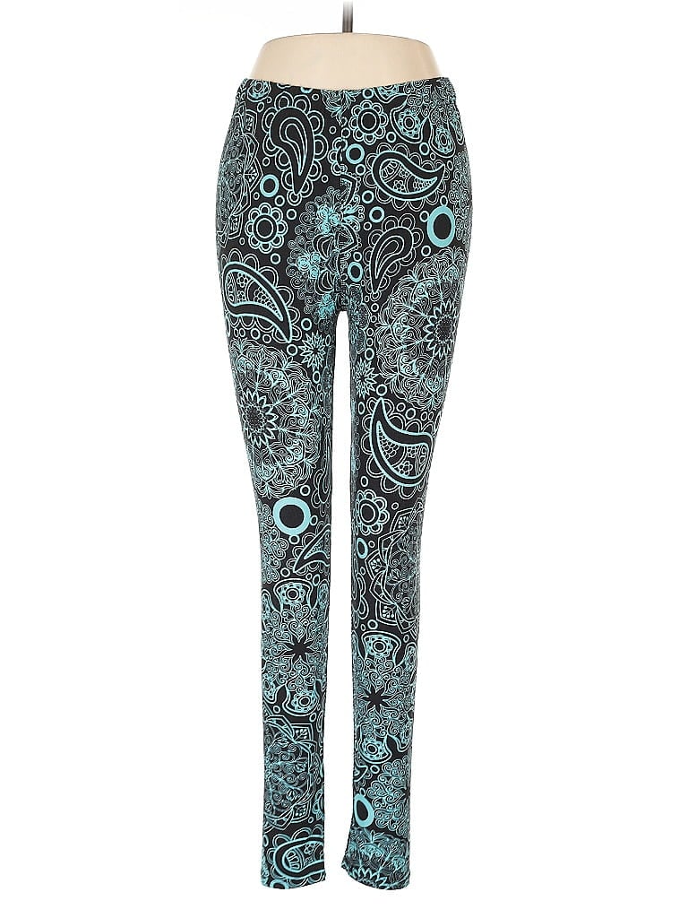 Just Cozy Print Teal Leggings Size M - photo 1