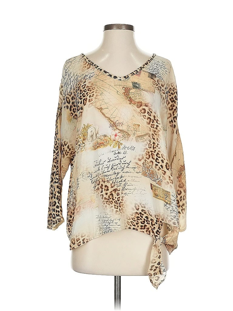 Pre-owned Chico's 3/4 Sleeve Blouse In Gold