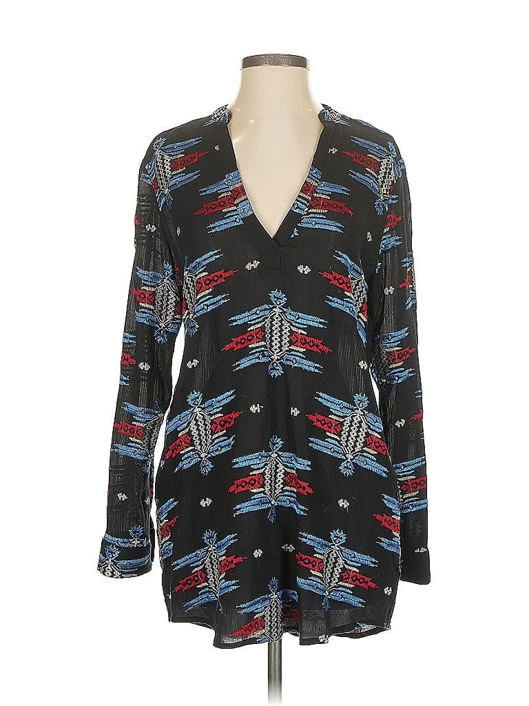 Pre-owned Honey Punch Long Sleeve Blouse In Black