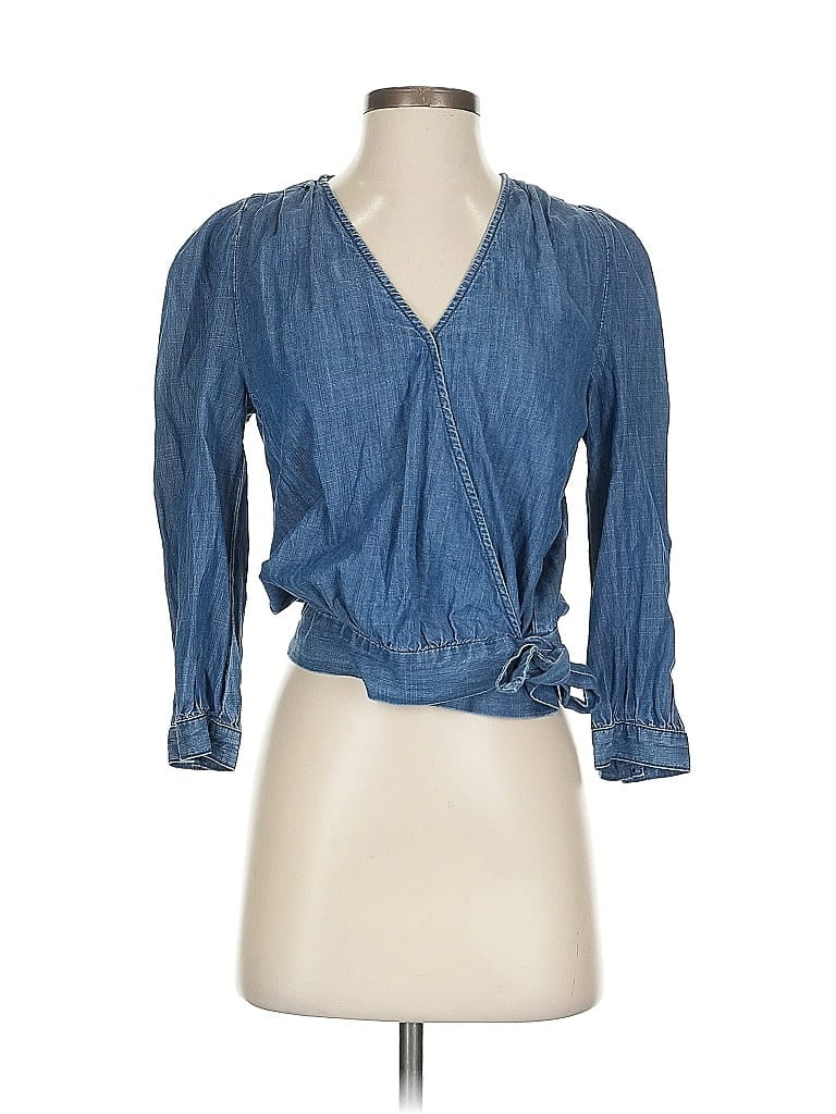 Pre-owned Madewell 3/4 Sleeve Blouse In Blue