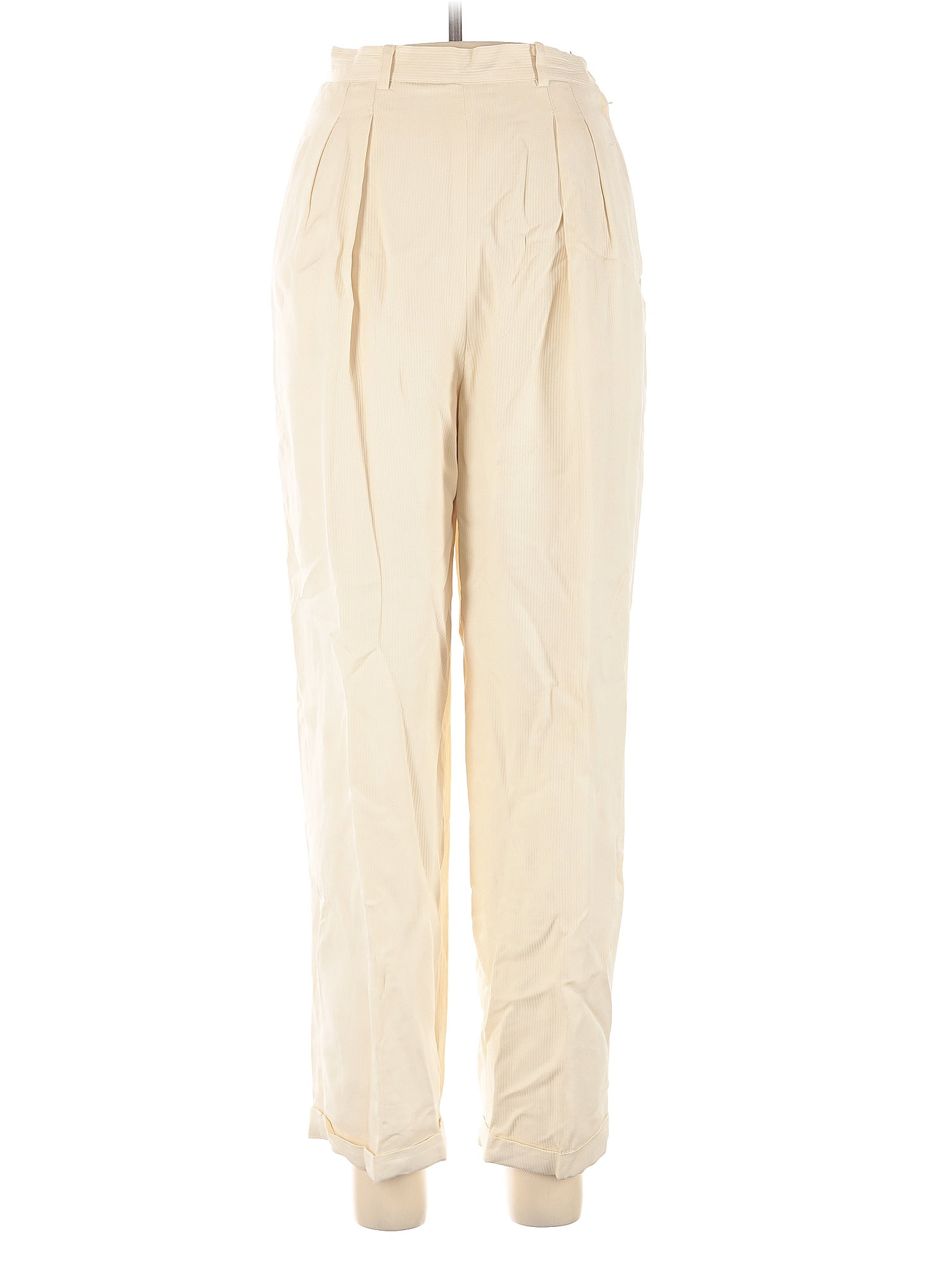 Doncaster Collection 100% Silk Solid Ivory Silk Pants Size 10