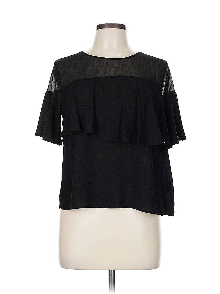 Pre-owned Lush Short Sleeve Top Black Cold Shoulder Neckline Tops