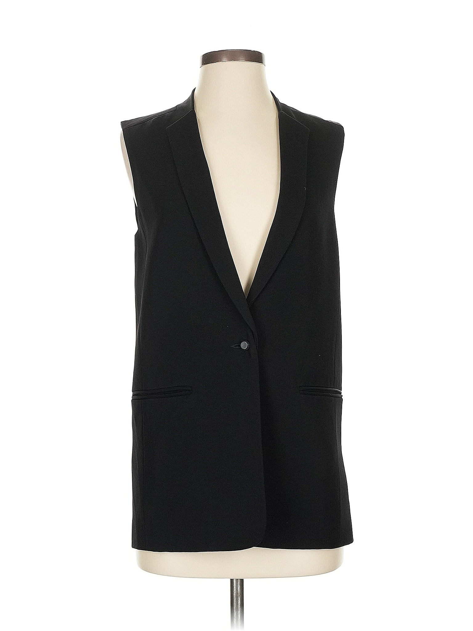 J Brand 100% Triacetate Black Sleeveless Button-Down Shirt Size 0