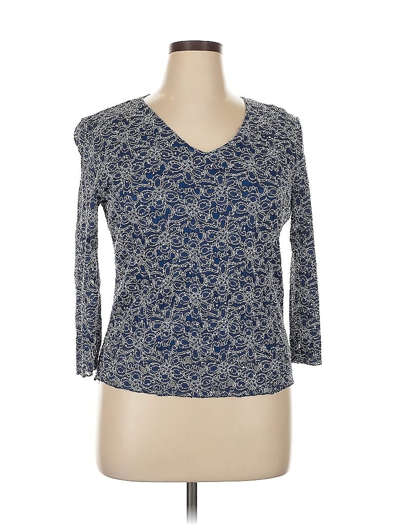 Pre-owned Brittany Black 3/4 Sleeve Top Blue V Neck Tops