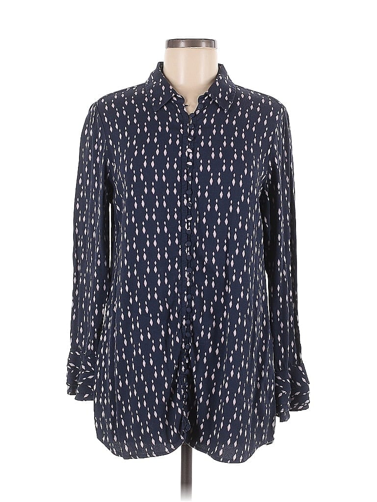 Pre-owned Soft Surroundings Long Sleeve Button Down Shirt In Blue