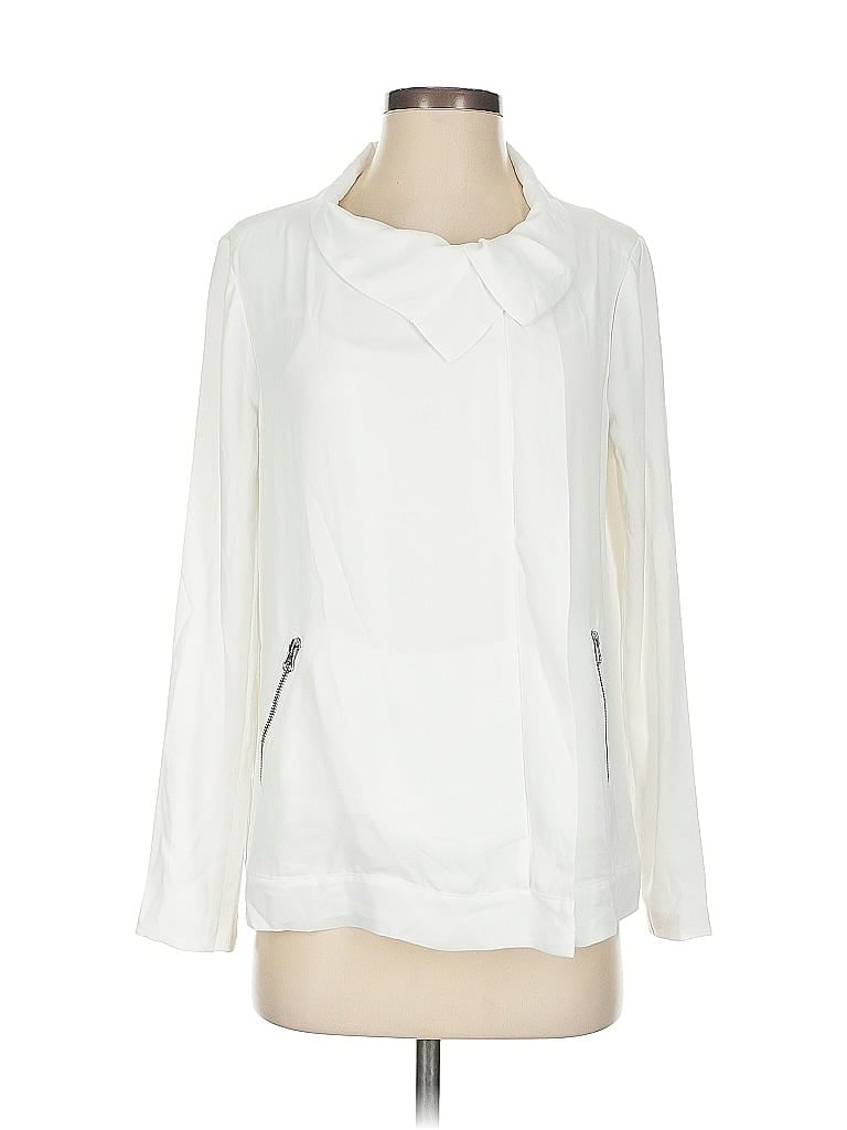 Pre-owned Nydj Long Sleeve Blouse In White