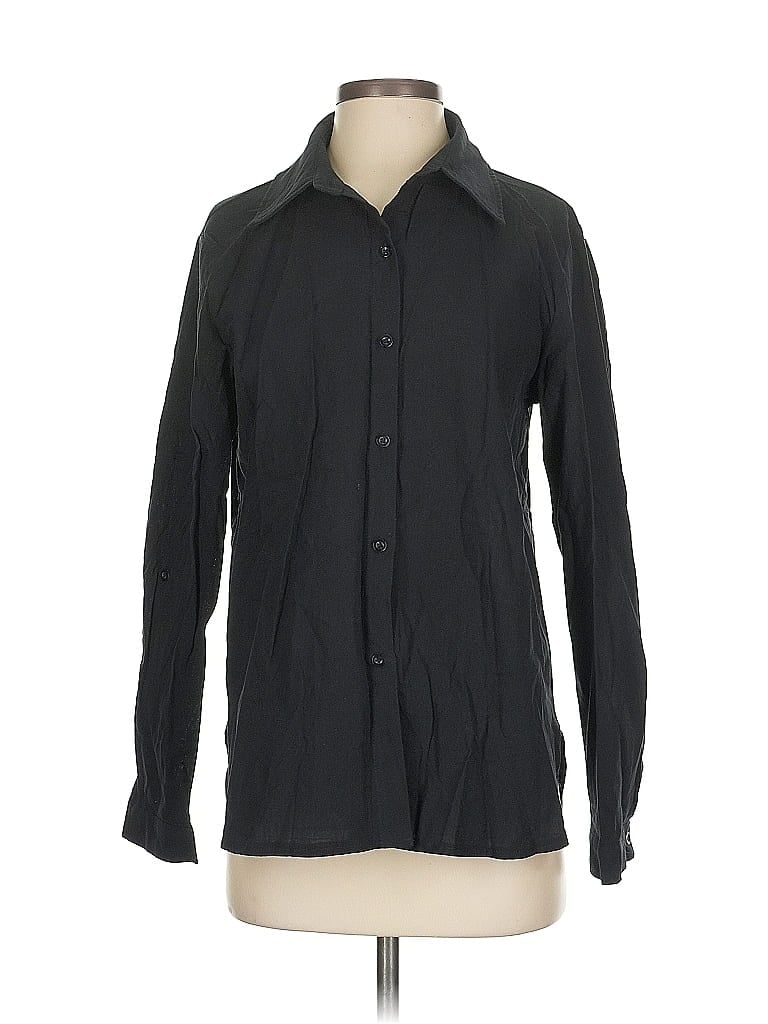 Pre-owned Unbranded Long Sleeve Button Down Shirt In Black