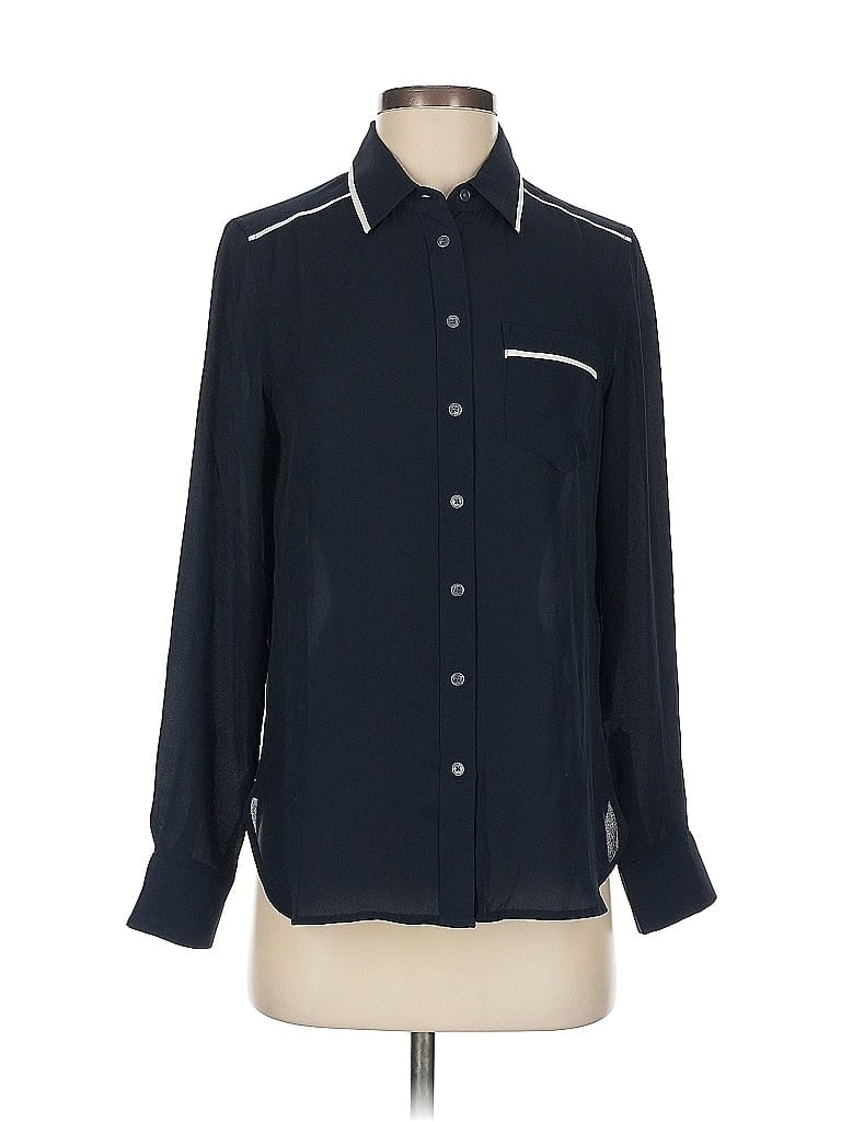 Pre-owned Banana Republic Long Sleeve Blouse In Blue