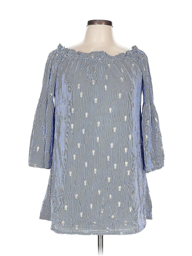 Click to view more detailed imagery on our partner's website Pre-owned Solitaire Swim 3/4 Sleeve Blouse In Blue