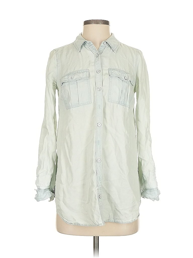 Pre-owned Luxe Long Sleeve Button Down Shirt In Green