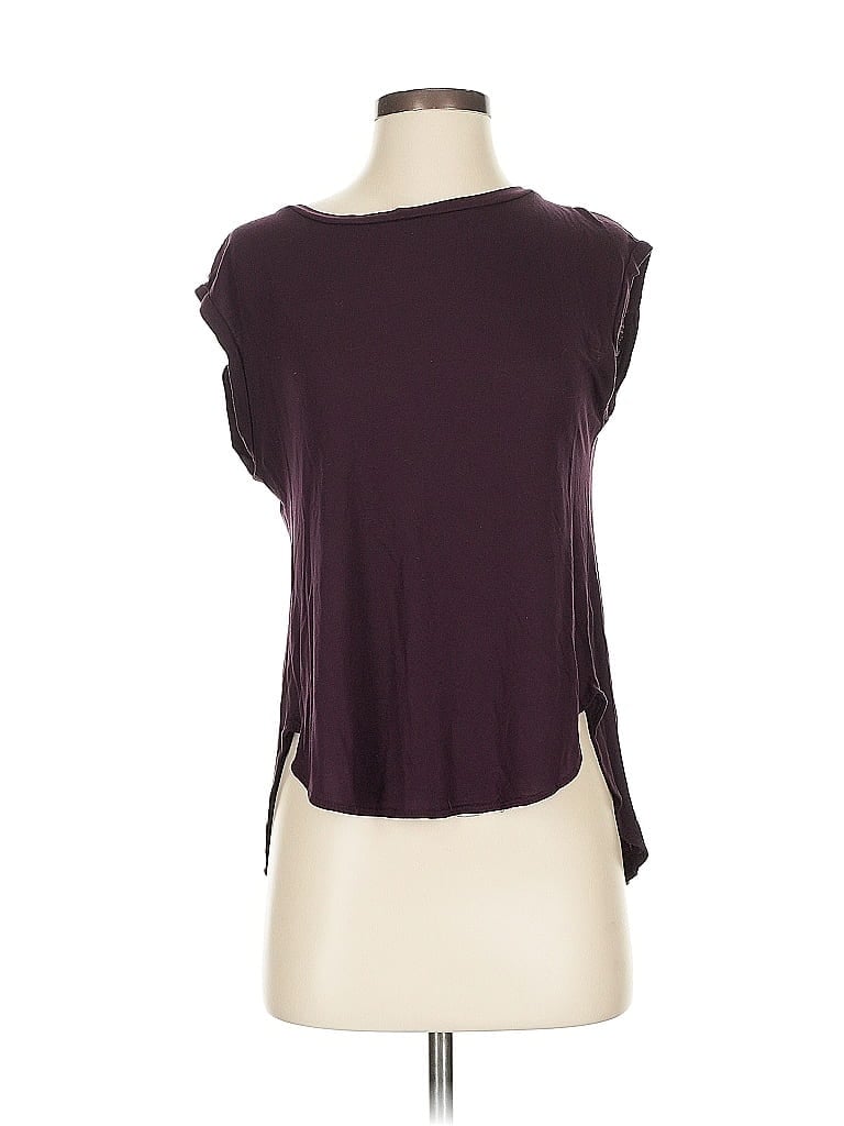 Pre-owned Wilfred Short Sleeve Top Burgundy Keyhole Neckline Tops