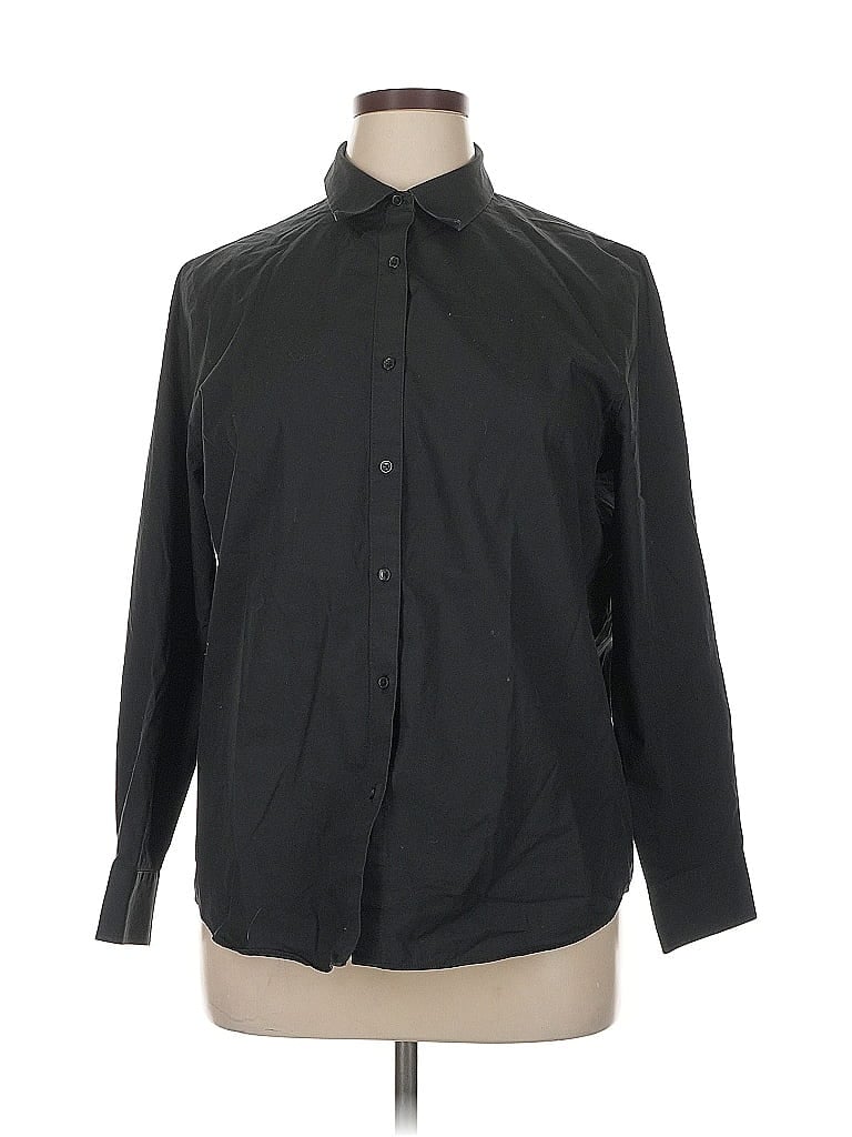 Pre-owned Jones New York Long Sleeve Button Down Shirt In Black