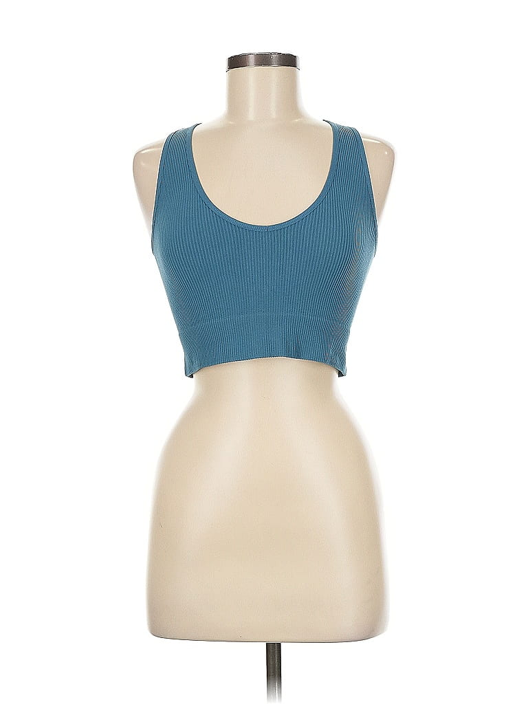 Pre-owned Suzette Tank Top Teal Halter Neckline Tops In Blue