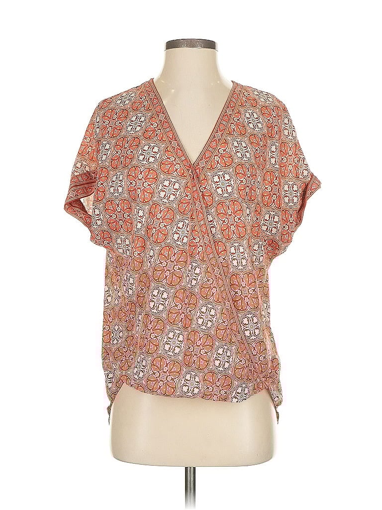 Pre-owned Max Studio Short Sleeve Blouse In Orange