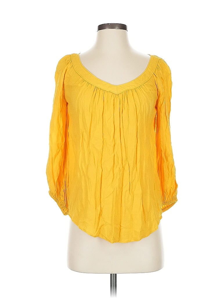 Pre-owned Maeve By Anthropologie 3/4 Sleeve Blouse In Yellow