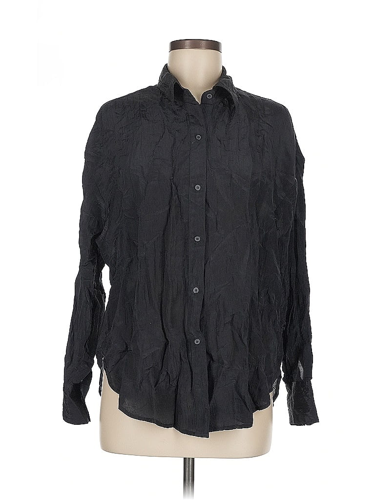 Pre-owned Express Long Sleeve Button Down Shirt In Black