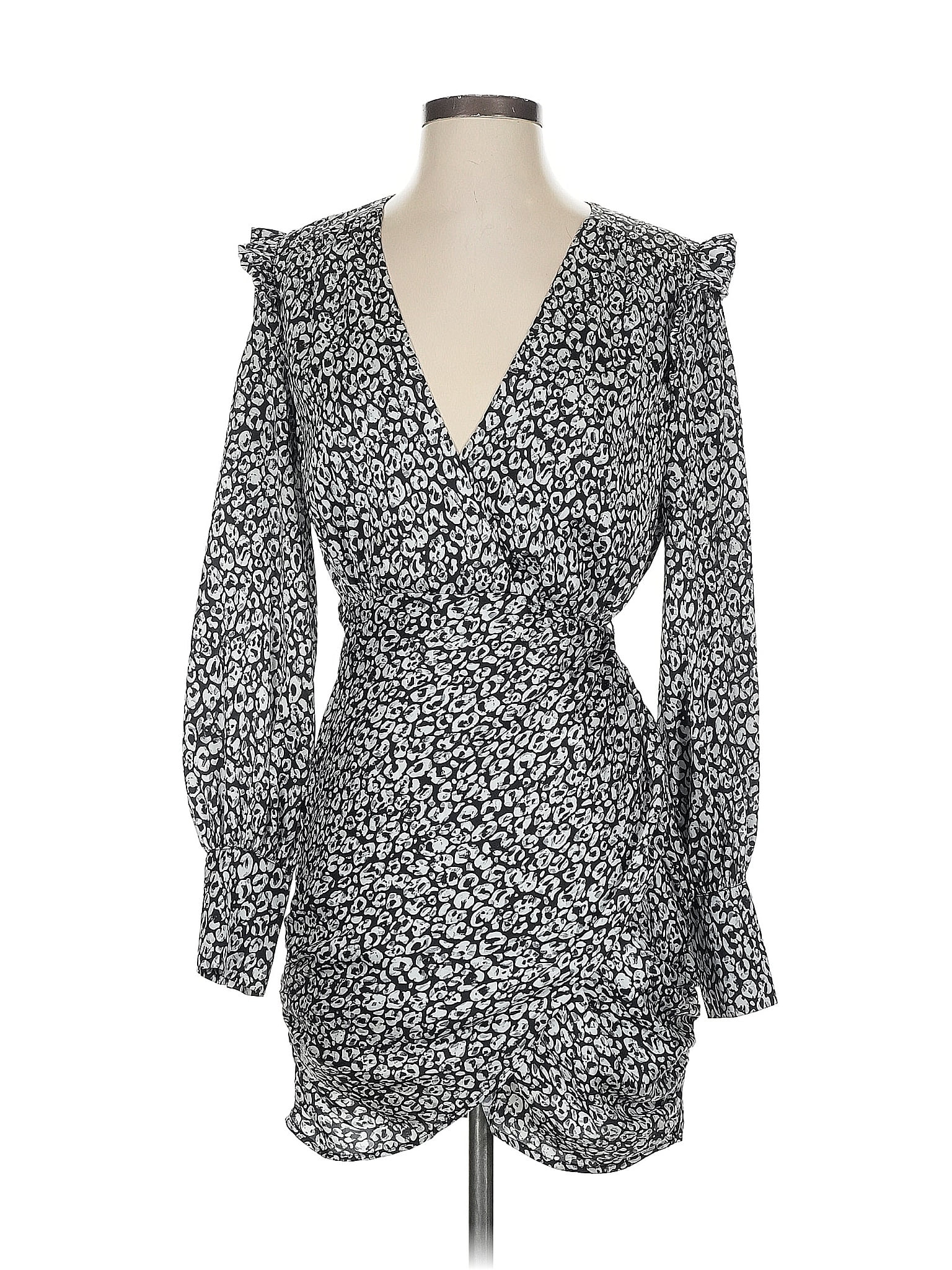 L&apos;academie los angeles Animal Print Silver Cocktail Dress Size XS