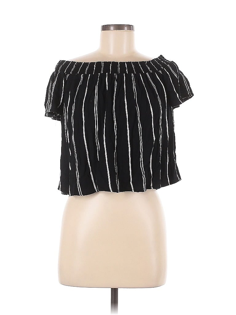 Pre-owned Xhilaration Short Sleeve Top Black Strapless Neckline Tops