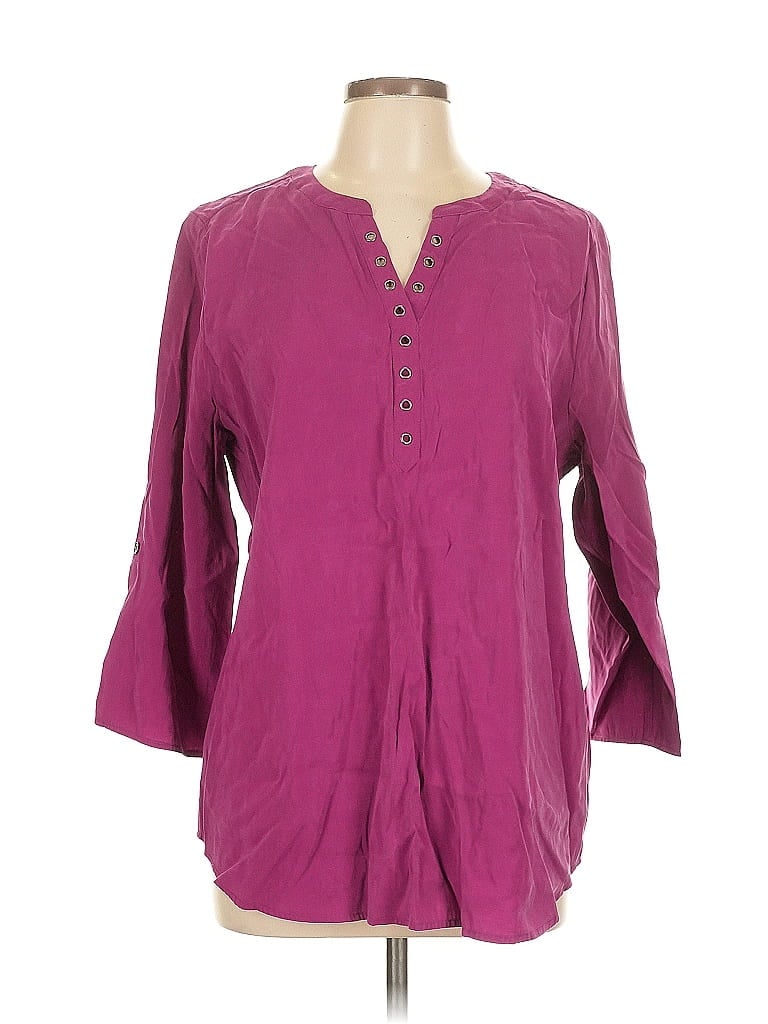 Click to view more detailed imagery on our partner's website Pre-owned Chico's 3/4 Sleeve Blouse In Purple