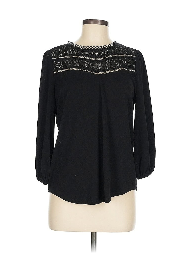 Pre-owned Adrianna Papell 3/4 Sleeve Blouse In Black