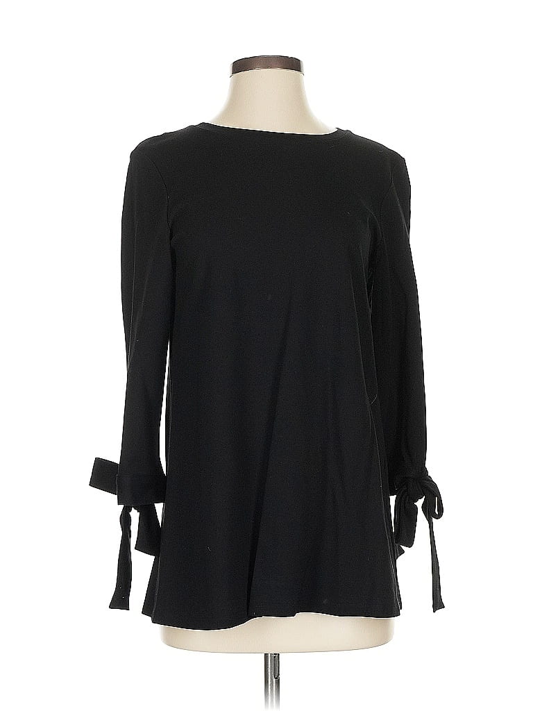 HALOGEN Pre-owned Long Sleeve Top Black Boatneck Tops