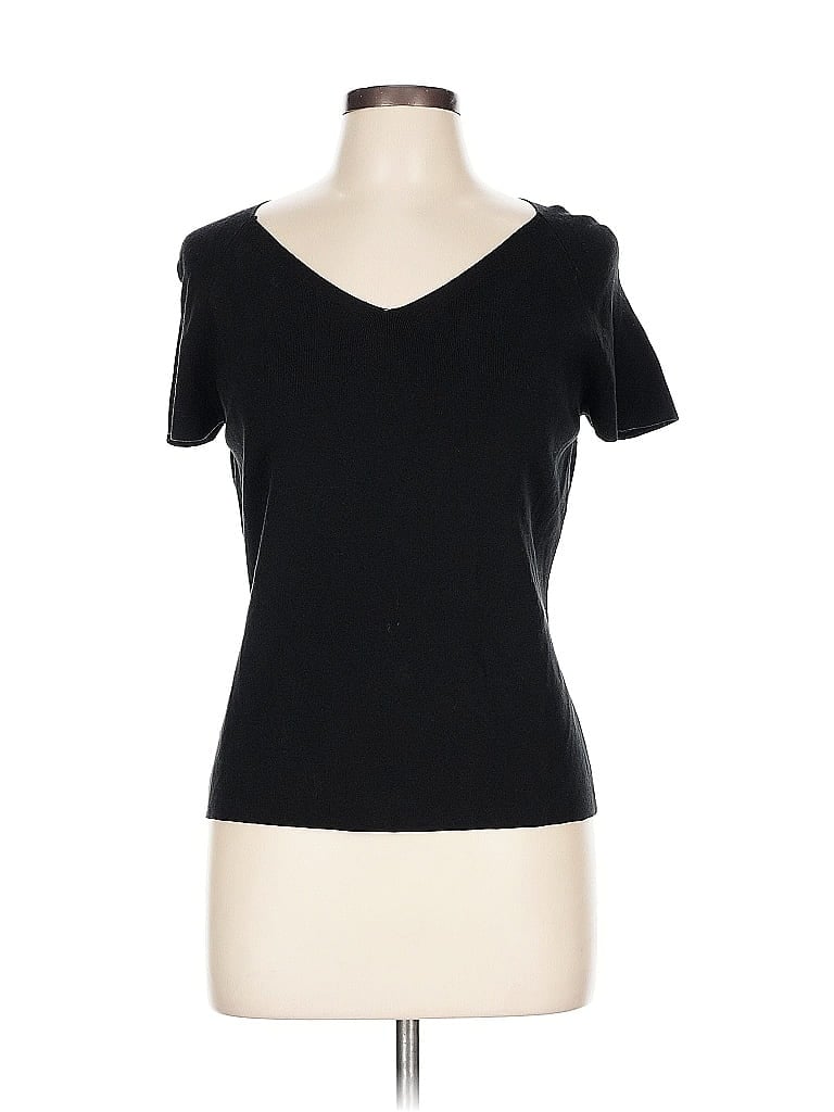 Pre-owned Ann Taylor Loft Short Sleeve Top Black Sweetheart Neckline Tops