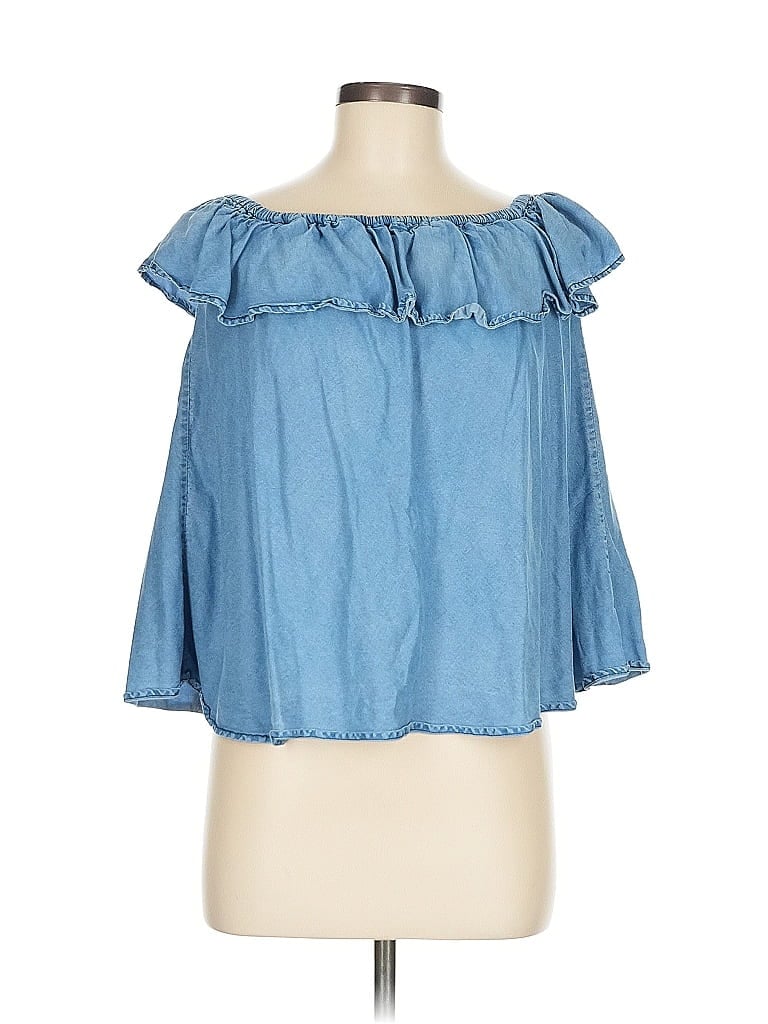 Pre-owned Velvet Heart Tank Top Blue Off The Shoulder Neckline Tops