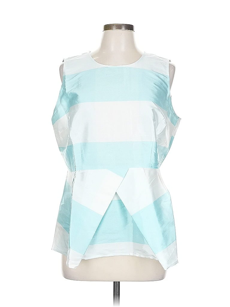 Pre-owned Devon Baer Sleeveless Silk Top Blue Square Neckline Tops