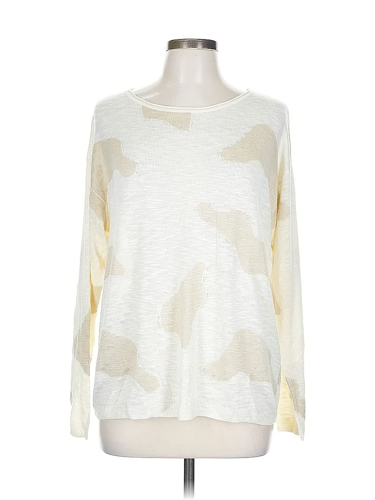 G by Giuliana Rancic 100% Rayon Print Ivory Long Sleeve T-Shirt Size L - photo 1