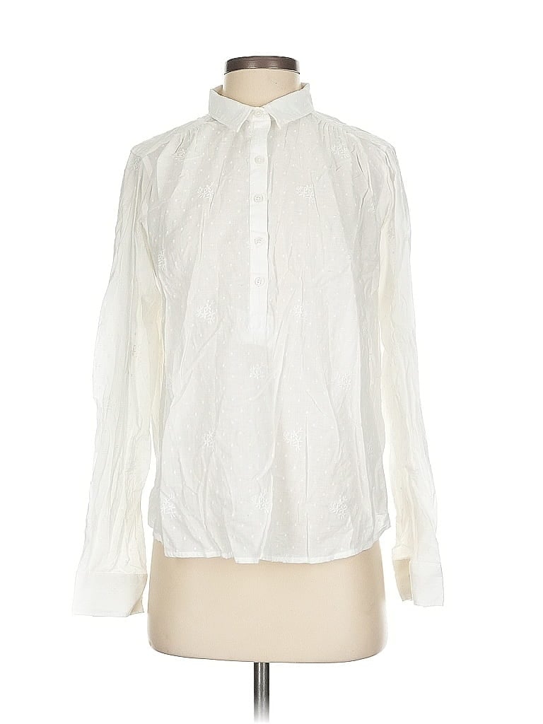 Pre-owned Gap Long Sleeve Blouse In White