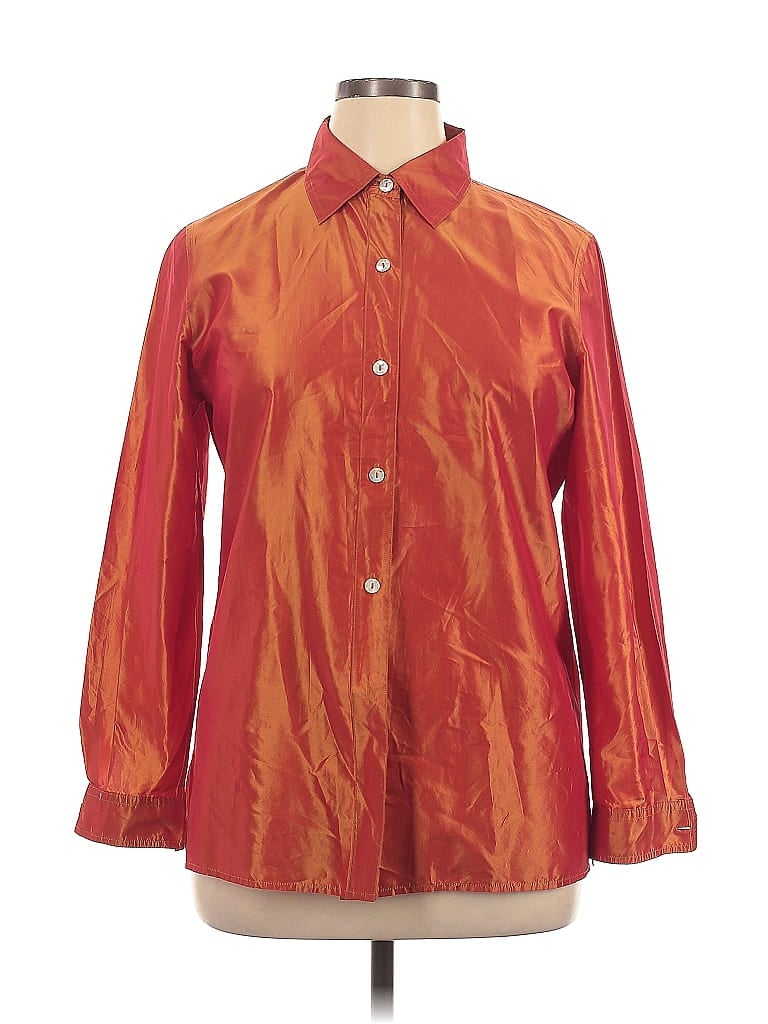 Pre-owned Saks Fifth Avenue Long Sleeve Blouse In Orange