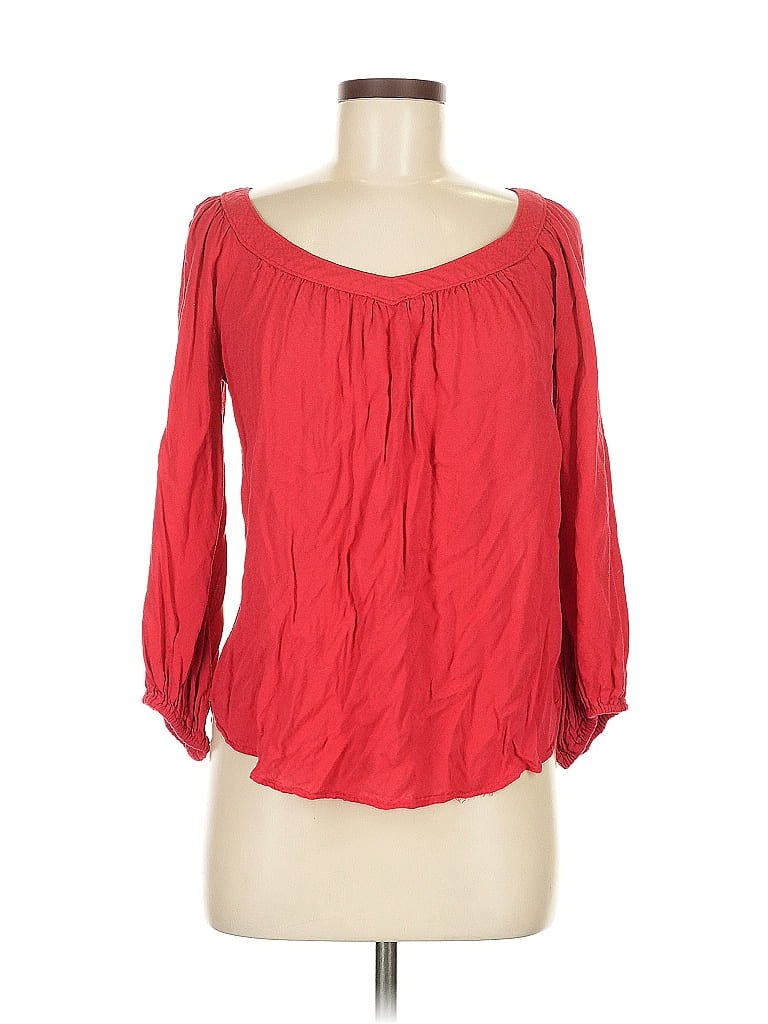 Pre-owned Maeve By Anthropologie 3/4 Sleeve Blouse In Red