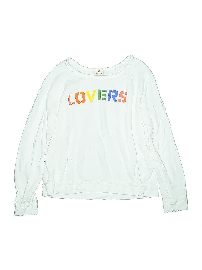 Pre-owned Sundry Kids' Long Sleeve Top White Boatneck Tops