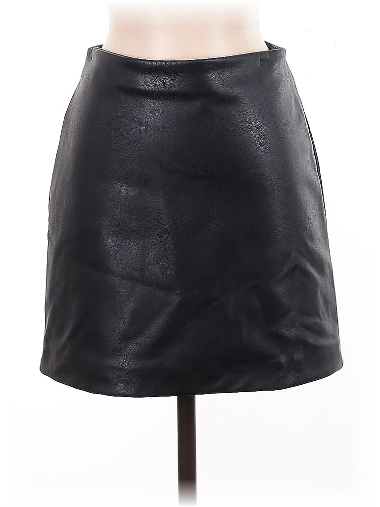 H&m Faux Leather Skirt In Black