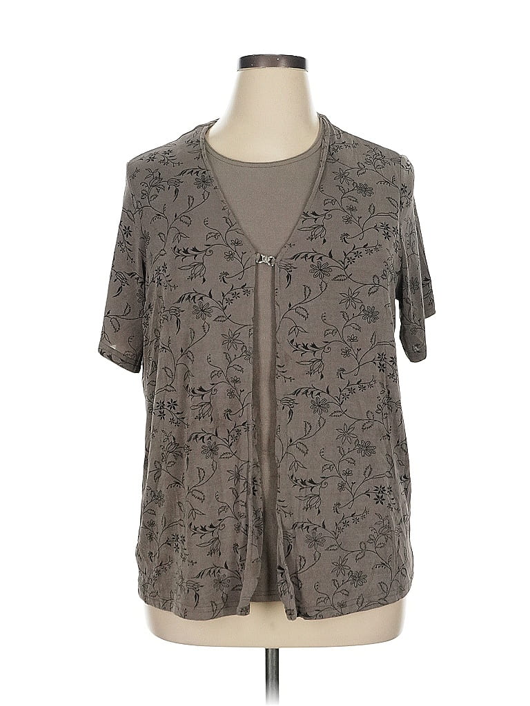 Pre-owned Bentley Short Sleeve Top Gray V Neck Tops