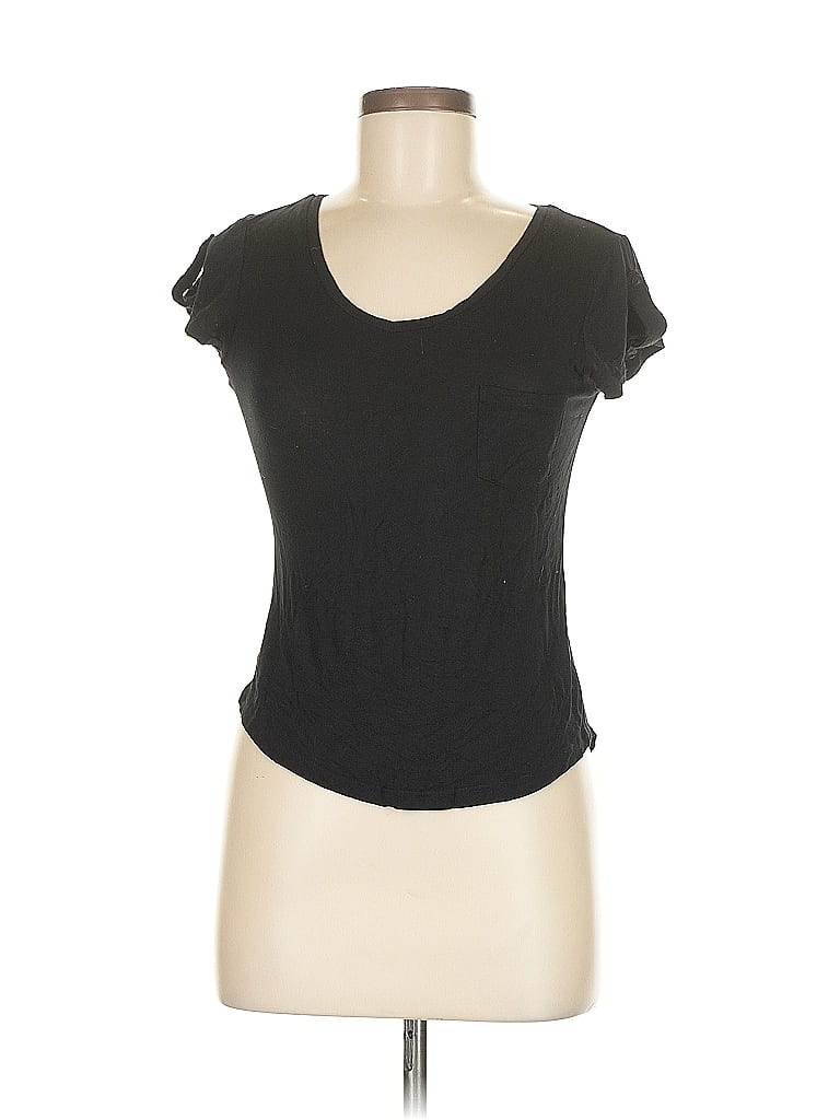 Pre-owned Glitz Short Sleeve Top Black Scoop Neck Tops