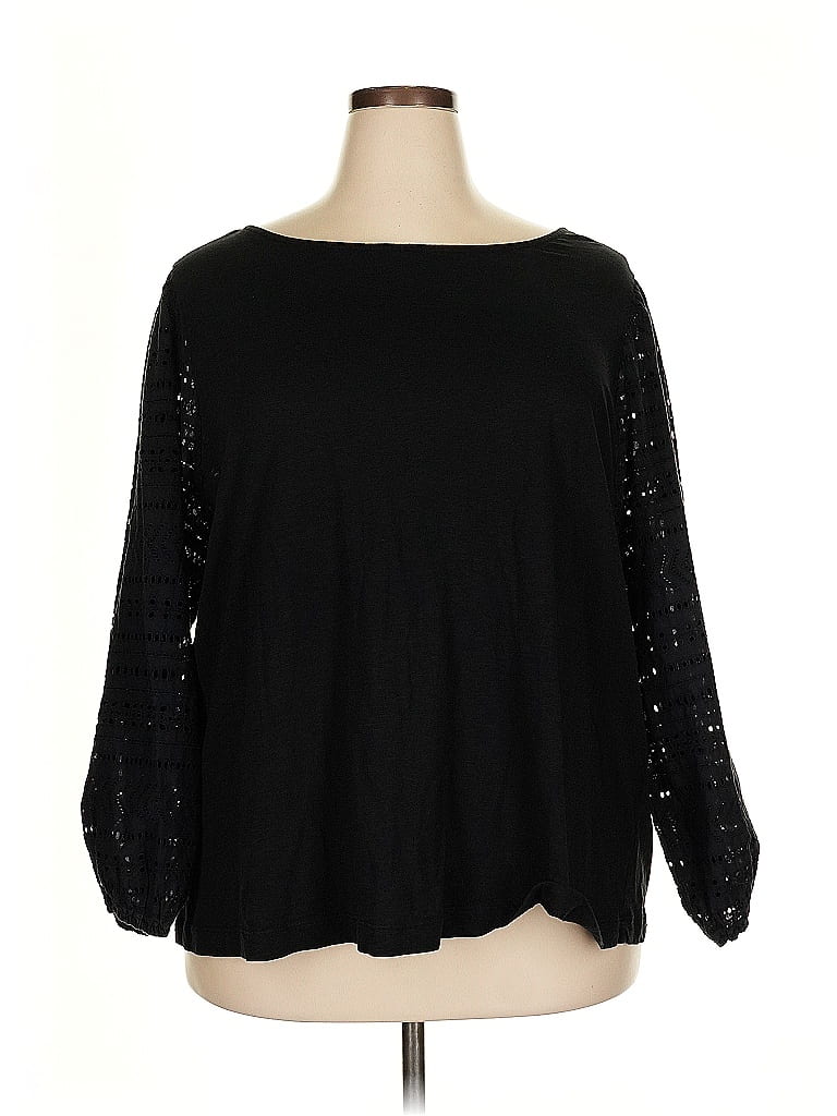 G by Giuliana Rancic Black Long Sleeve T-Shirt Size 3X - photo 1