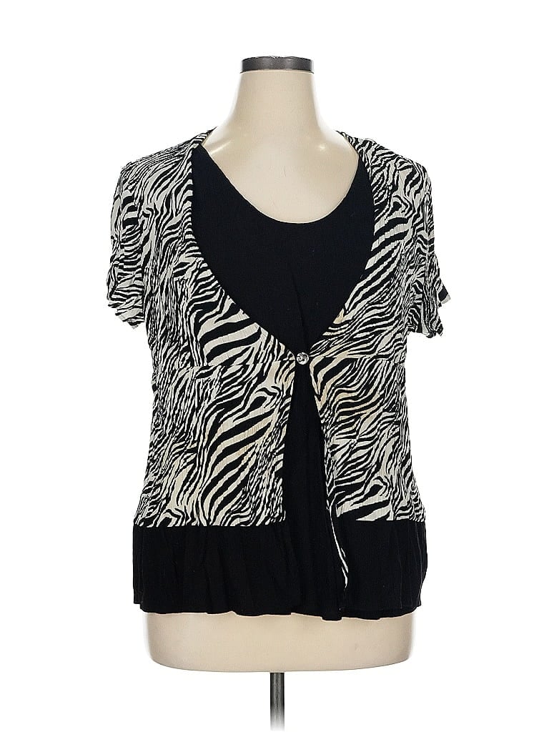 Pre-owned Sag Harbor Short Sleeve Blouse In Gray