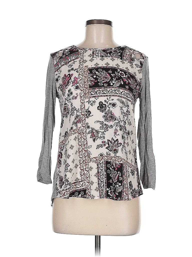 Pre-owned Maurices 3/4 Sleeve Top Gray Square Neckline Tops