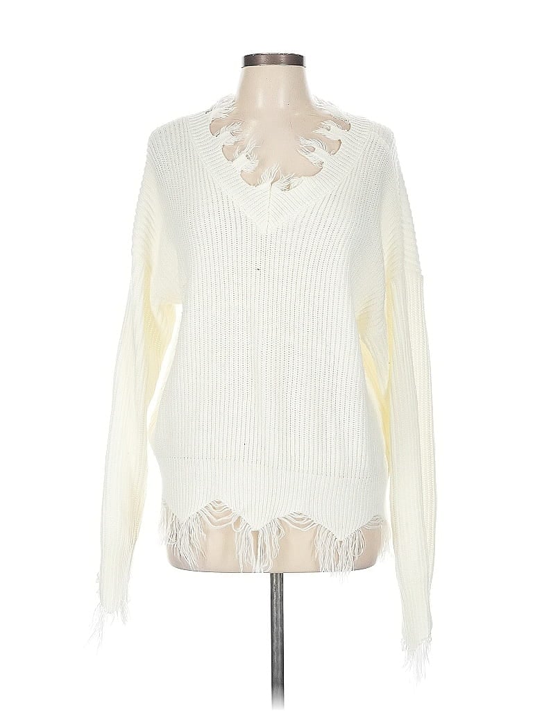 Pre-owned Unbranded Pullover Sweater In White