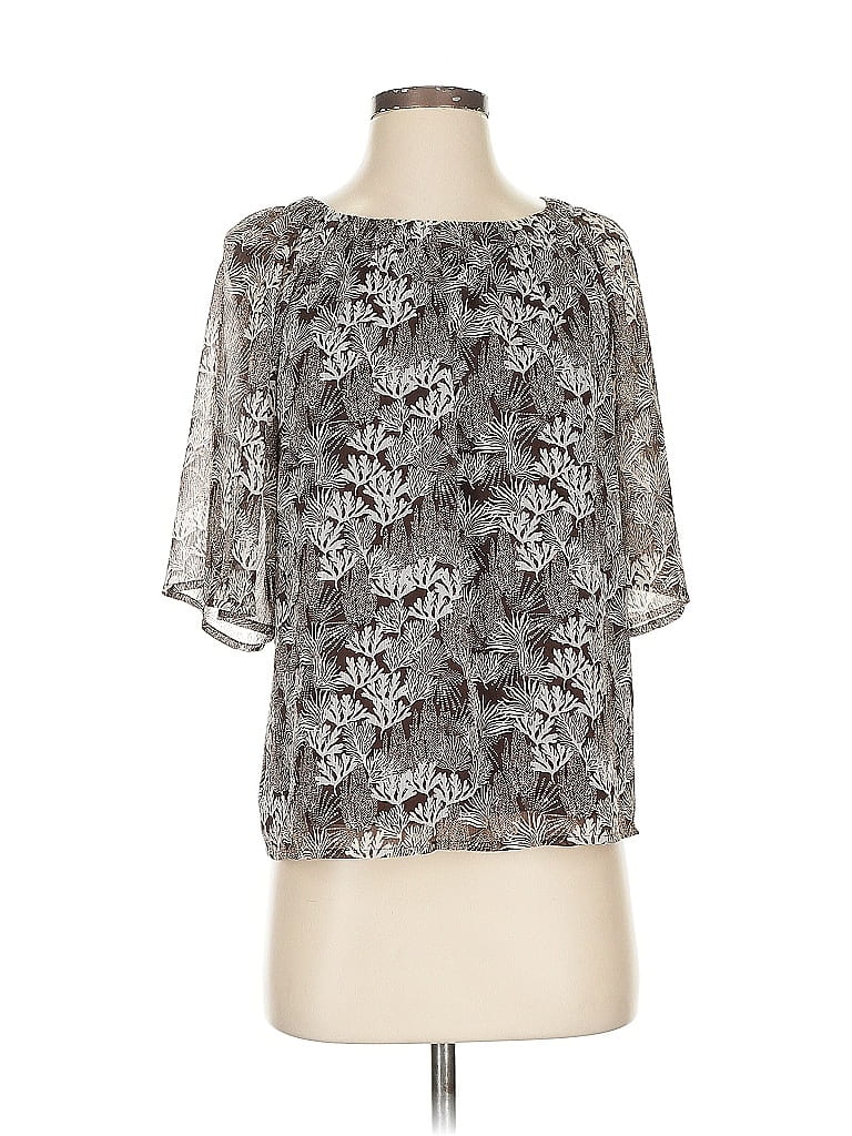 Pre-owned Ann Taylor Loft 3/4 Sleeve Blouse In Gray