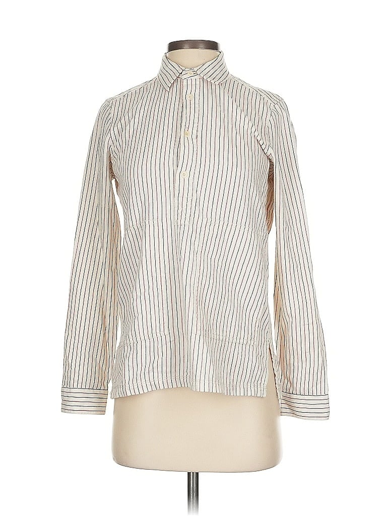 Pre-owned Madewell Long Sleeve Blouse In White