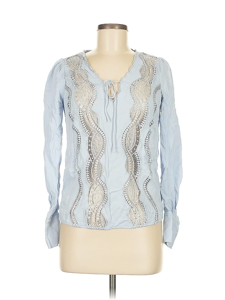 Pre-owned Reiss Long Sleeve Blouse In Blue