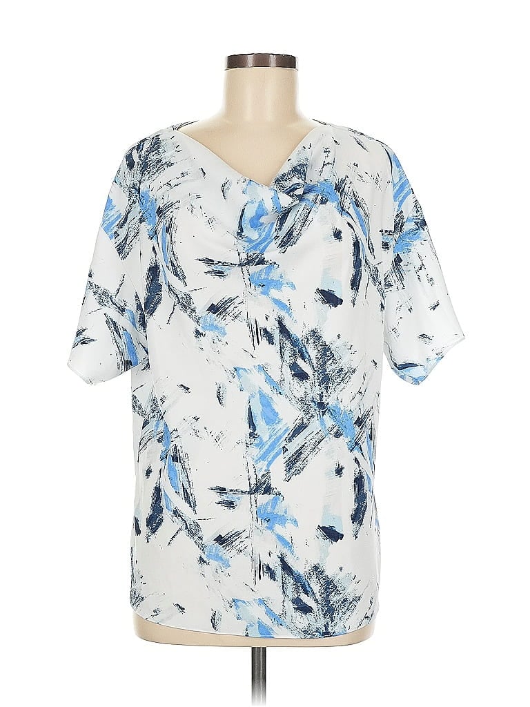 Pre-owned Nordstrom Short Sleeve Blouse In Blue