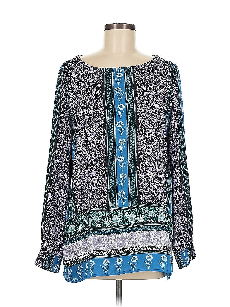 Pre-owned Ann Taylor Loft Outlet Long Sleeve Blouse In Blue