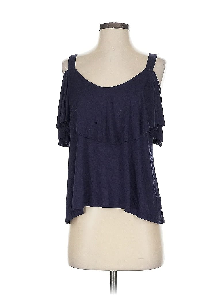 Pre-owned Ella Moss Tank Top Blue Cold Shoulder Neckline Tops