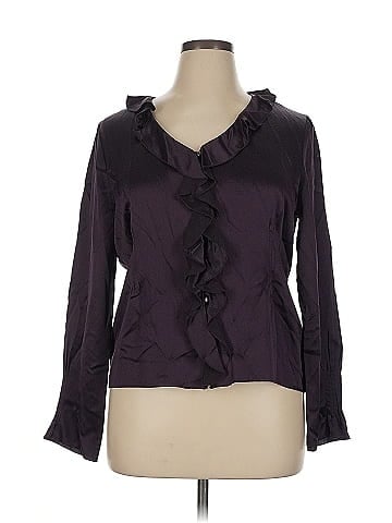 Bob Mackie Long Sleeve Silk Top (view 1)