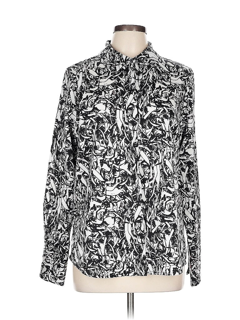 Pre-owned Halogen Long Sleeve Blouse In Black